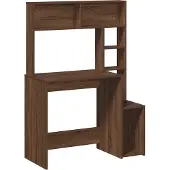 Syfax Bureau met schappen 100x45x140 cm bewerkt hout bruineikenkleur