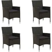 Syfax Tuinstoelen 4 st met kussens poly rattan zwart