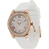 GUESS Analoog horloge 'MINI LUNA' rose-goud / wit