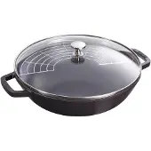 Staub Wok met glazen deksel 30 cm - zwart 4,4 l