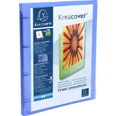 Exacompta Classeur 4 anneaux 15mm polypropylène chromaline 5/10e Krea Cover - A4 Bleu transparent
