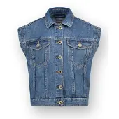 Vingino denim gilet medium blue denim Blauw Backprint - maat 176