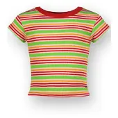 Vingino gestreepte T-shirt rood Meisjes Stretchkatoen Ronde hals Streep - maat 128