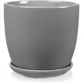 Polnix Grijze Keramische Pot met Schotel - 13 cm