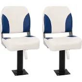 vidaXL Bootstoel 2 set inklapbaar 41x36x48 cm blauw en wit