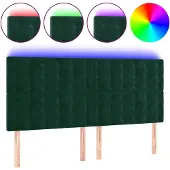 vidaXL Hoofdbord LED 200x5x118/128 cm fluweel donkergroen