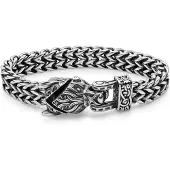 Lucleon Zilverkleurige Roestvrijstalen Draak Armband met Vossenstaartschakels
