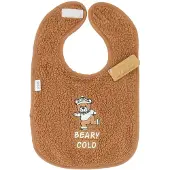Vib - Slabbetje Luxe velours - Teddy Chocolate 'BEARY COLD' - Babykleertjes - Slabbetjes - zwangerschap aankondiging - baby aankondiging