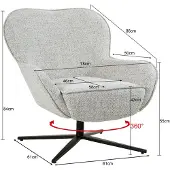 LivingFurn Fauteuil Sven - Beige Stof - Draaibaar