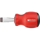 PB Swiss Tools Stubby Schroevendraaier Plat 6,5x1x30mm SwissGrip