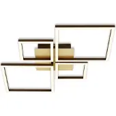 Briloner LED-plafondlamp Frame, dimbaar, messing / goud, Woon-/ Eetkamer, metaal, Modern, LED plafondlamp