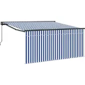 vidaXL Uitschuifbare luifel Blauw en Wit 350 x 250 cm