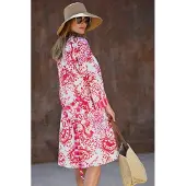 Ringella Bontgekleurde badjas paisley strepen - Rood - Maat - 42