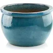 Polnix Turquoise Keramieken Tuinpot - 36x22 cm - Vorstbestendig & Handgemaakt