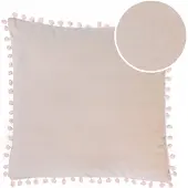 Domarex Roze Fluwelen Kussenhoes 40x40 cm met Pompons - Boho Stijl