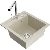 Mexen Vito granieten spoelbak 1-komors met keukenmengkraan Duero, beige - 6503-69-671600-00