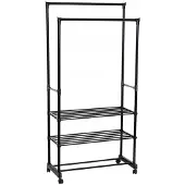 Gotel Metalen Kledingrek met Wielen en Schoenenplanken - 165x79 cm