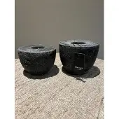 Brynxz Set van 2 Theelichthouders Basic Basalt- stoer sober- landelijk- wonen- sfeervol