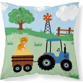 Mayamoo Katoenen Kussensloop 40x40cm - Tractor & Boerderij Thema