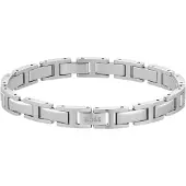 BOSS Silver-tone H-link cuff with logo clasp