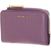 Coccinelle Leren kaarthoes Metallic Shiny Smooth Leather Card Holder Jellyfish paars