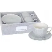 Livello Grijze Mokken met Schotels, 250 ml, Set van 2, Cadeau