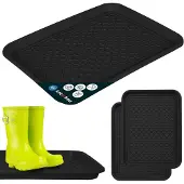 KOTARBAU 2 stuks Schoenenlekbak, Lekbak Schoenen, Kunststof, 38 x 50 cm, Zwart, Schoenendruipbak, Schoenmat, Laarzen Afdruipmat, Schoenafdruipbak, Schoenenschaal, Lekbak voor Natte Schoenen