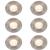 QAZQA Set van 6 moderne inbouwspots staal rond IP44 - Xena