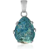 Cavill - Zilveren Hanger met Blauw Gem Silica Druzy 18,5 ct - 925 Sterling Zilver - Peervormig Uniek Handgemaakt Sieraad 30x17 mm