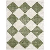 Livabliss - DELINE Shaggy Tapijt met Ruitenpatroon Wasbaar Groen