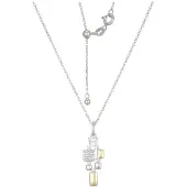 Cavill - Zilveren Halsketting - 925 Sterling Zilver - Witte Topaas 0,225 ct Antiek Kussen - Zirkonia Pavé - Verstelbaar 38-50 cm - Elegante Ketting