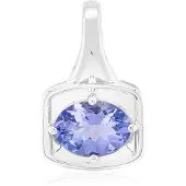 Cavill - Tanzaniet Hanger 925 Sterling Zilver Palladium - 0,70 Ct Ovaal Briljant - 15x9 mm - Elegant Paars Blauw