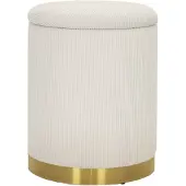 MODFU Poef Ø36x44 cm van polyester, gestoffeerd met opbergruimte, cream white