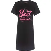 Temptation Dames Nachthemd - Big Shirt - Korte Mouw - Zwart - Maat 3XL
