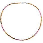 Cavill - Zilveren Halsketting - 925 Sterling Zilver - 34,37 ct Roze & Gele Toermalijn - Facetgeslepen Fancy Kralen - 45 cm Elegant