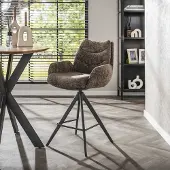 Dimehouse Barkruk Elite Taupe Chenille Stof Rich Draaibaar