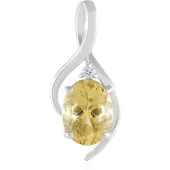 Cavill - Zilveren Hanger - 925 Sterling Zilver Geplatineerd - Gele Beryl 1,013 ct Ovaal en Zirkoon 0,018 ct Rond - Elegante Sieraden Hanger