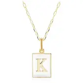 Cavill - Zilveren Halsketting - 925 Sterling Zilver Verguld met Rechthoekige Hanger Letter K - Verstelbare Elegante Dames Ketting - Luxe Sieraad