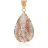 Cavill - Peervormige zilveren hanger - 925 Sterling verguld - Druzy Agaat 23,8 ct & Mandarijn granaat 0,35 ct - Balinees modern