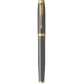Parker IM-rollerballpen | grijze lak met gouden details | fijne roestvrijstalen punt | Zwarte inkt | geschenkverpakking