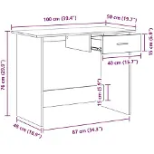 vidaXL Bureau Oudhout 100 x 50 x 76 cm Bewerkt hout