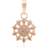 Cavill - 925 Sterling Zilver Hanger - Roségoud Verguld - 0,15 ct Argyle Rose Franse Diamant - Bloemvorm Pavé - Roze Briljant