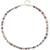Cavill - Vergulde Zilveren Halsketting 925 Sterling - 113,92 ct Zambia-Amethist - Fancy Kralen Rozenkwarts & Rode Tijgeroog - Verstelbaar 45-50 cm
