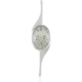 Cavill - Zilveren hanger 925 Sterling Platina Gepl. met Groene Amethist 4,279 ct - Concaaf Ovaal Slijpsel - Minimalistisch Elegant Sieraad