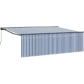 vidaXL Uitschuifbare luifel Blauw en Wit 400 × 300 cm