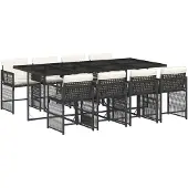 vidaXL 9-delige Tuinset poly rattan zwart