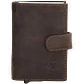 Hide & Stitches Idaho Safety Wallet Unisex - Pasjeshouder voor Dames en Heren - Portemonnee van 100% Leder - Donkerbruin