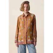 Sissy-Boy Bruine blouse met palm print | Maat: M