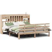 vidaXL Bed met boekenkast zonder matras massief grenenhout 180x200 cm