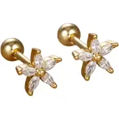Charme Bijoux Oorknopje-schroef-shiny flower - RVS -goudkleur-